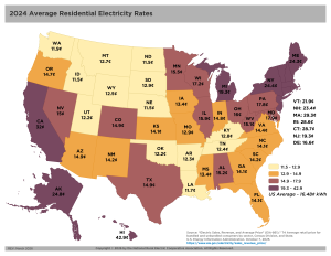 US Residential Rate Map rev 2024 U.S. Electric Rates Map Comparison, rev. 2024